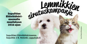 Lemmikkien sirutuskampanja 2026 (kuvassa kampanjan mainos)